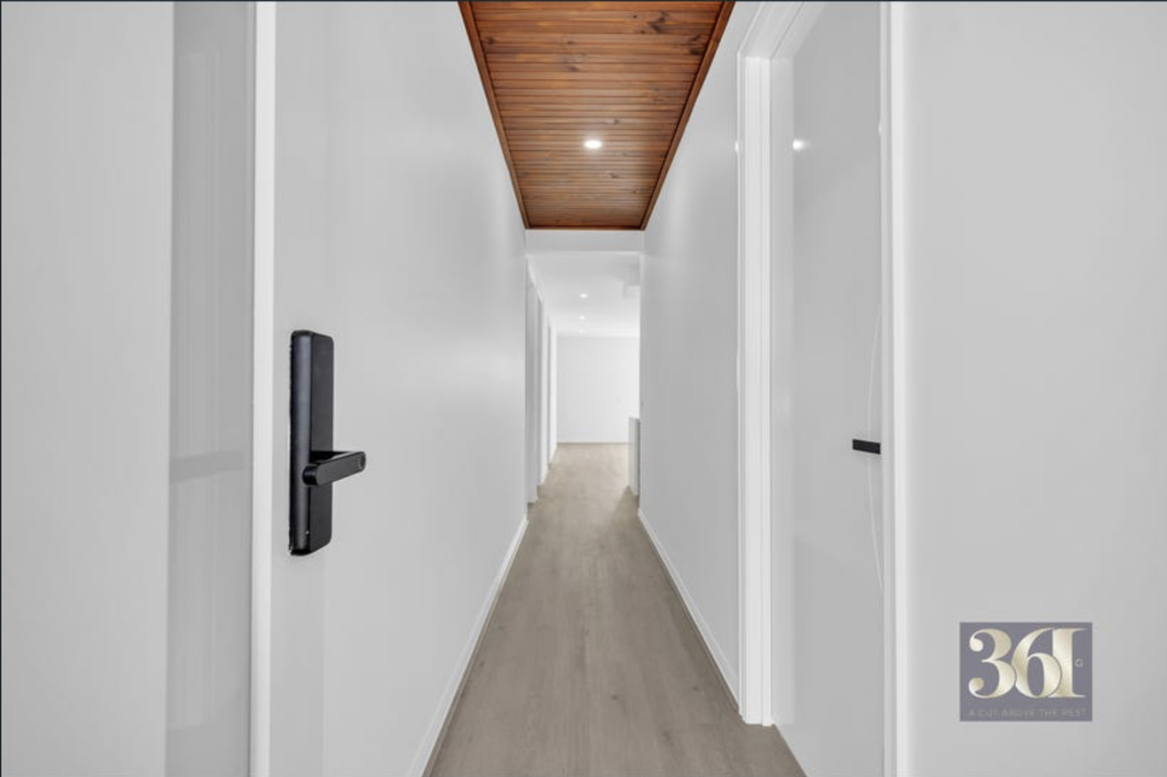 Hallway with timber ceiling feature