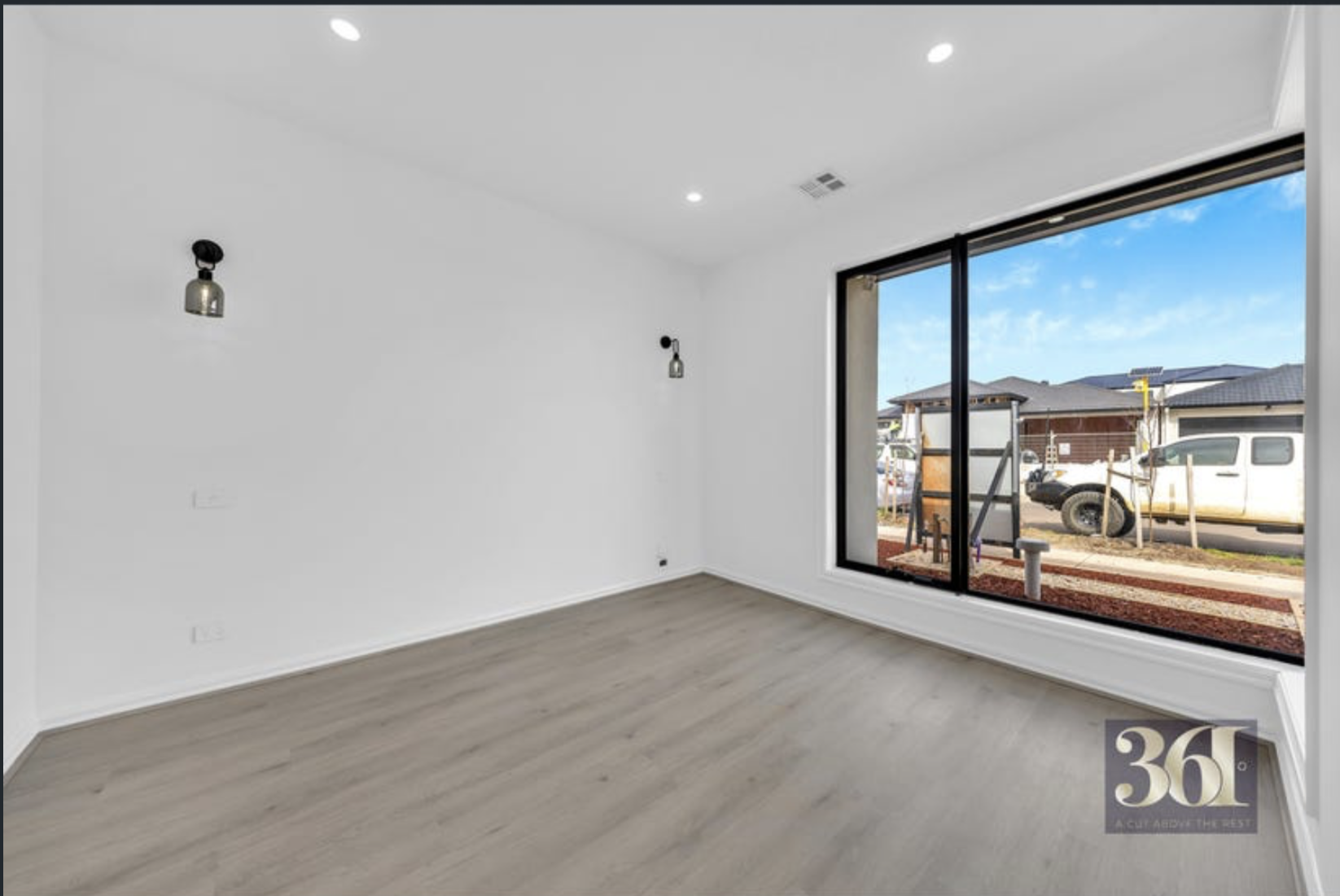 Bedroom with sliding window